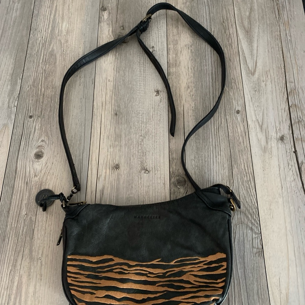 Wanderers Travel Co Crossbody Santorini Leather Bag Tiger Print